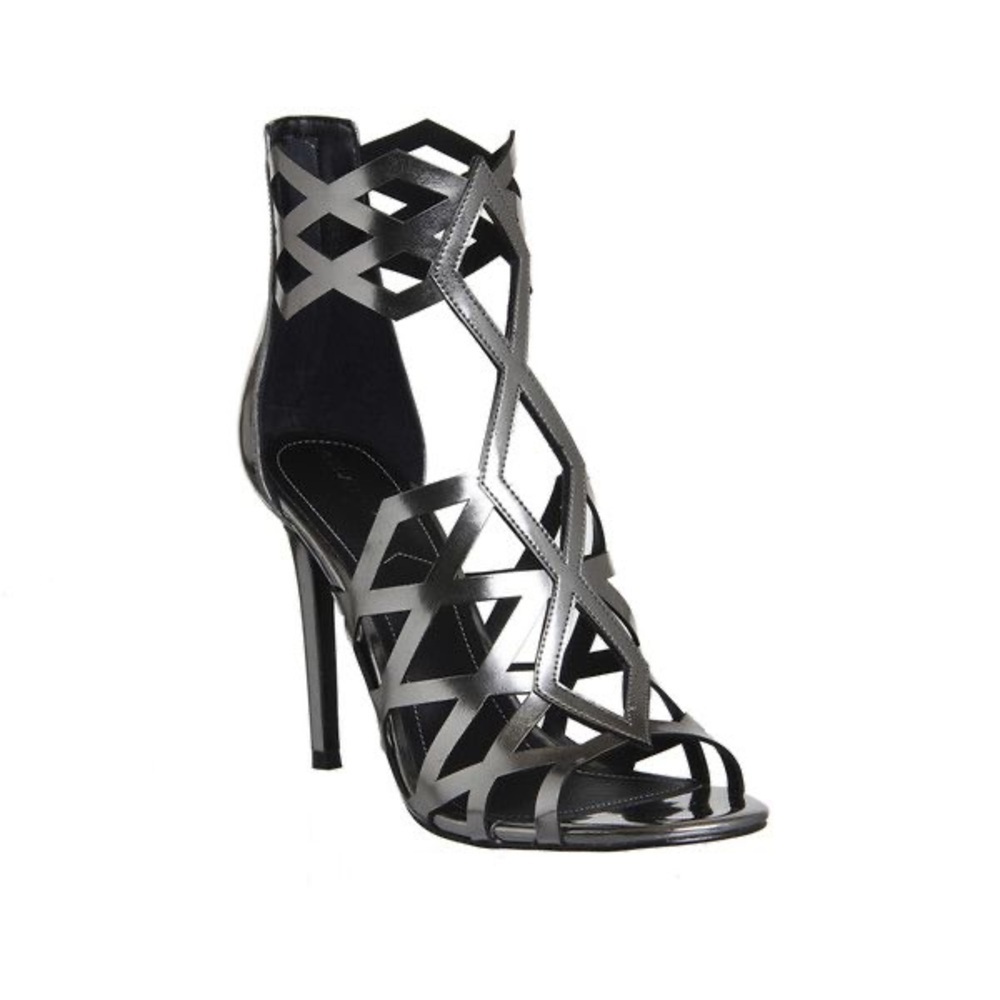 Kendall + Kylie Elena Caged Leather Cutout Stiletto Ankle Strap Heels Sz 6.5 - Picture 2 of 2